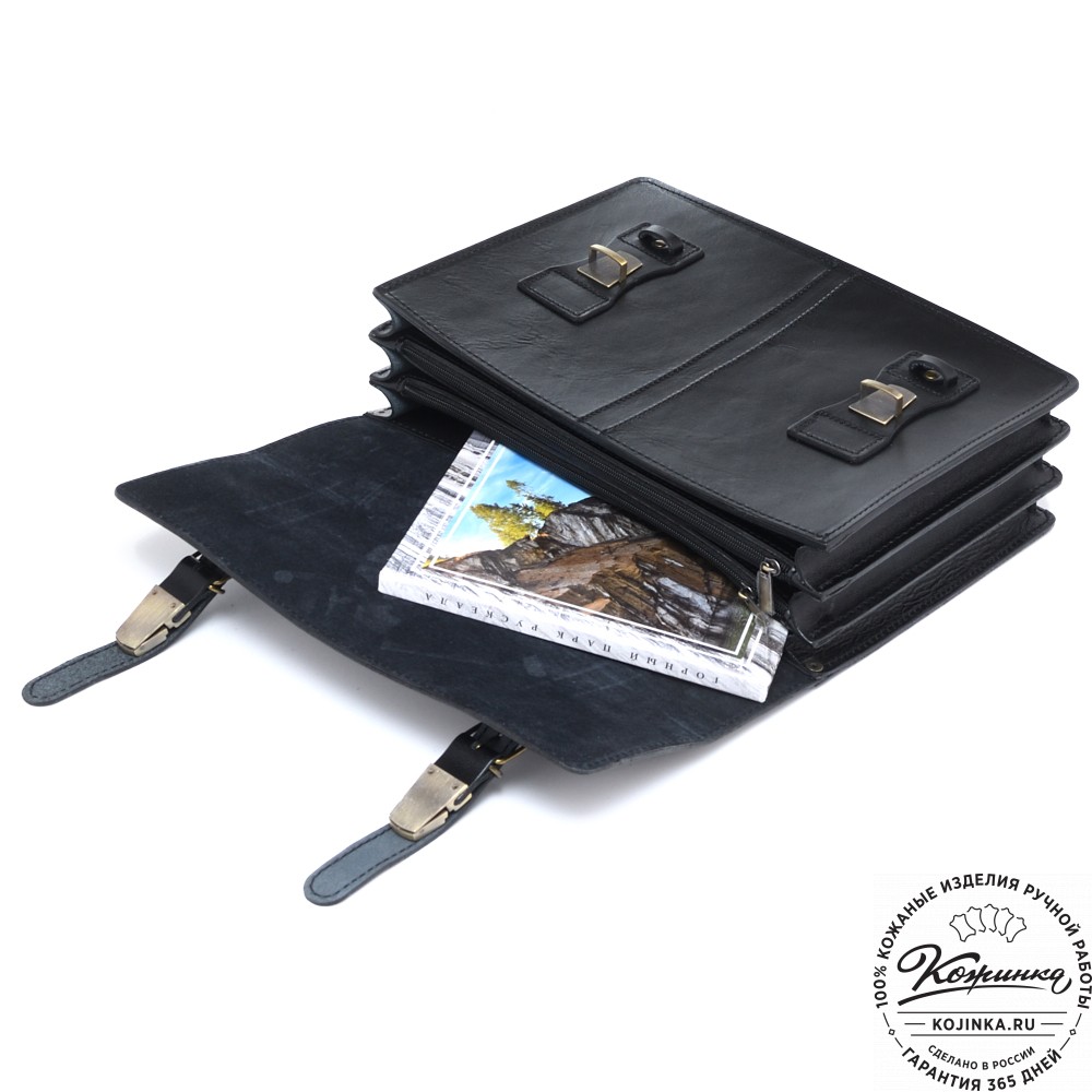 Деловой кожаный портфель "Увертюра" (чёрный)